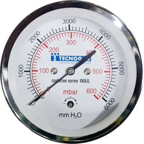 Manometro per gas - 0 ÷ 600 mbar - ø 80 - 3/8" - attacco radiale 00000006918 (1/3)