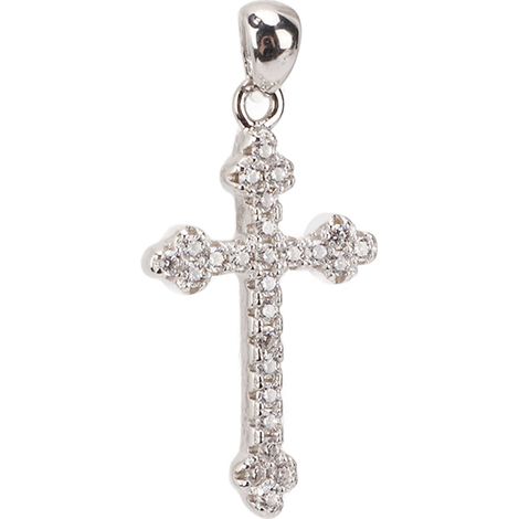 Crucifix Pendant S925 Silver Glitter Cubic Zirconia Jesus Cross Pendant Accessories Gift (1/5)