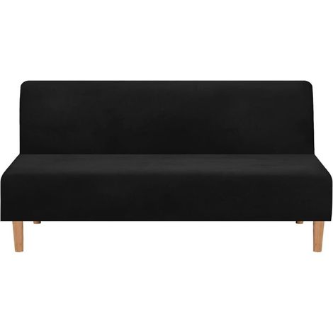 Housses de canapé Housse de canapé convertible sans accoudoirs, en velours extensible, épaisse, douce, confortable, pour canapé-lit, canapé lit pliable (velours épais Noir) (1/5)