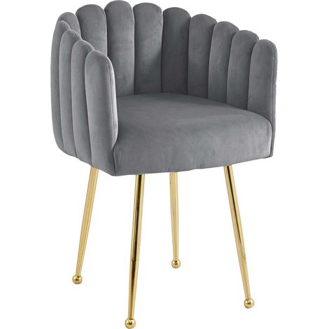 Chaise en velours gris pieds en métal doré HAYDEN (1/5)