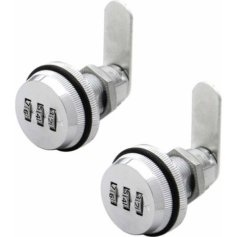 Lot de 2 serrures à came à combinaison 3 chiffres, 19x30 mm, argent – DELKEVIC