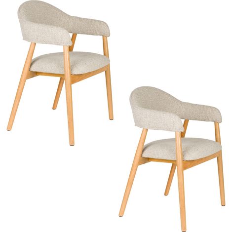 Fauteuil rembourré en tissu et bois Indy lot de deux (1/5)