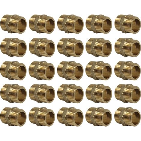 Lot de 25 Mamelons Laiton Égal mâle/mâle 1/2" (15/21) - Arcanaute (1/4)