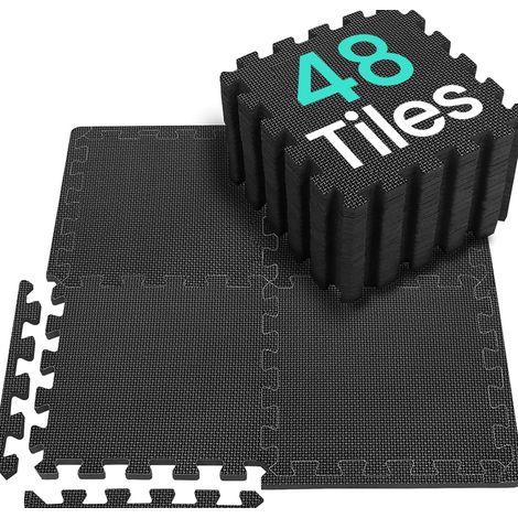Tapis de protection pour fitness [31x31cm]-48 puzzle mat sports, tapis de fitness anti-dérapant, tapis de sol pour équipement de fitness, sous-couche anti-chute pour piscine (1/5)