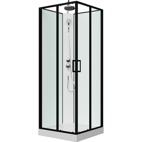 Box doccia quadrato Nero e Bianco L80 x L80 x H220 cm  - SAMABI