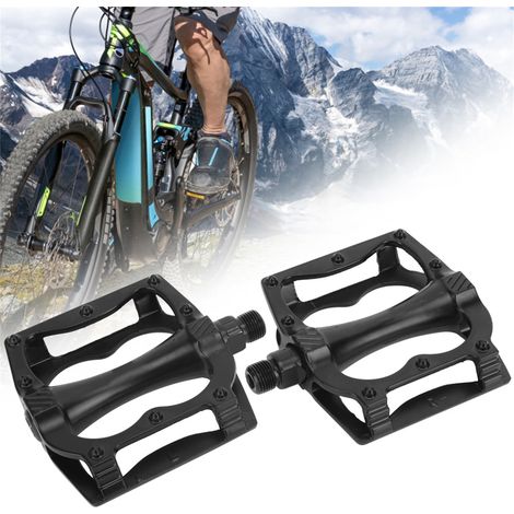 Paire de pédales VTT en alliage noir, antidérapantes avec roulements à billes, accessoires vélo tout terrain.