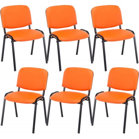 6er Set Besucherstuhl Ken Kunstleder orange (1/5)