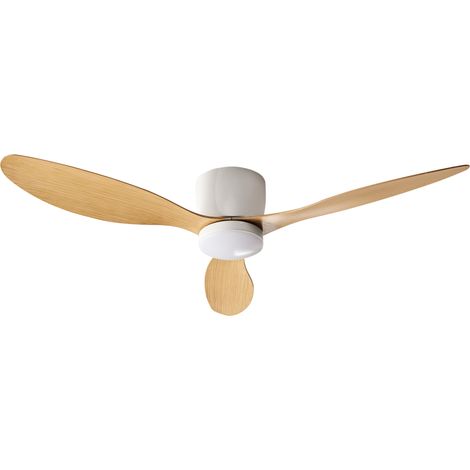 Ventilador de techo Scandi con mando a distancia iluminación LED 5 opciones de velocidad 3 temperaturas de luz marrón claro Vembar (1/5)