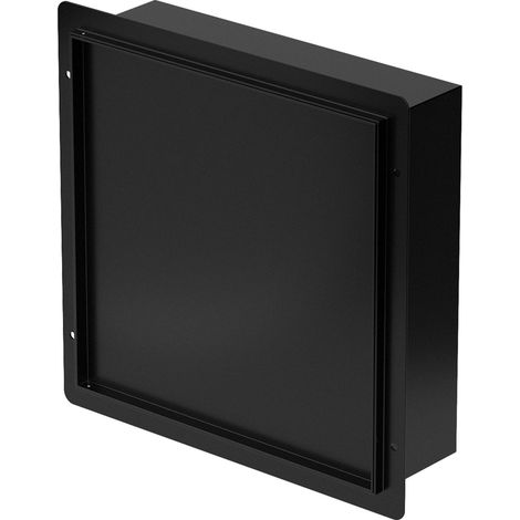 LuxeBath Wandnische Dusche Edelstahl mit befliesbarer Tür, 25,5x25,5x10 cm, Schwarz, Eingebettete Duschnische wasserdicht, Einbaunische randlos, Duschablage Duschregal Einzelregal, Badezimmer Lagerung