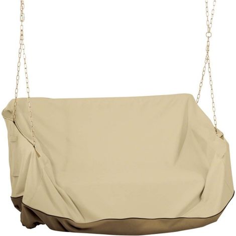 Couverture de balançoire de porche d'extérieur 55,9 x 24,8 x 31,8 pouces Beige imperméable à l'eau Heavy Duty 420D Couverture de chaise de balançoire suspendue Remplacement pour Yard Swing Patio Furni