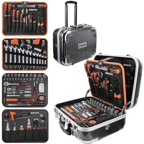 Malette Outils, Caisse à Outils Complete 123 pièces, Boite a Portables pour la Maison Avec Ensemble de Clés Douille, Set tournevis, marteau, clés serrage, et autres accessoires - (1/5)