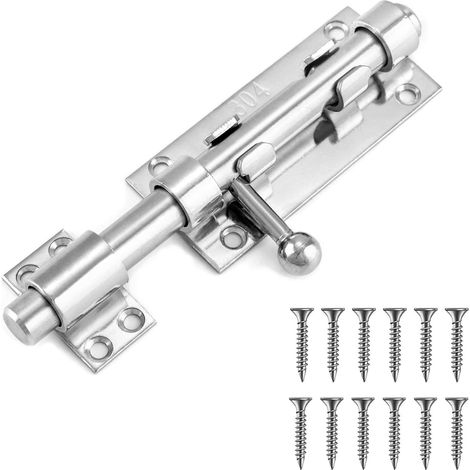 Verrou de porte en acier inoxydable 304 - 14 mm - Verrou à boulon épais avec trou de cadenas - Pour maison, cour, jardin, portail, clôture (16 cm) (1/5)