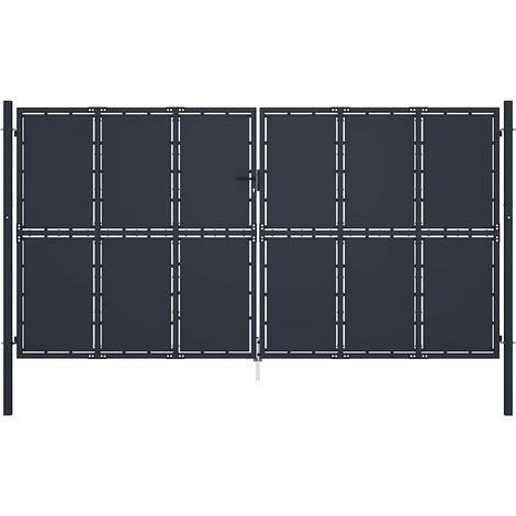 Portail de jardin Portillon Grillage Portail de Clôture Acier 400 x 200 cm Anthracite 45316 (1/4)
