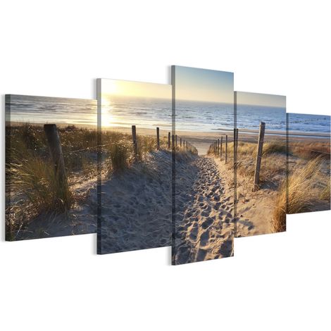 Cuadro sobre lienzo italiano de 100 x 50 cm, pentáptico - estilo ecléctico - naturaleza Cuadro sobre lienzo italiano de 200 x 100 cm, pentáptico - estilo ecléctico - naturaleza