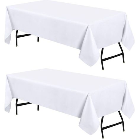 Set de 2 nappes rectangulaires blanches lavables en machine – 153 x 260 cm – Idéales pour mariages, fêtes, événements et restaurants (1/5)
