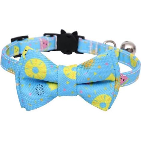 Hundehalsband mit blauem Donut-Print, Metallschnalle, inklusive Glöckchen, bequem und sicher für Haustiere.