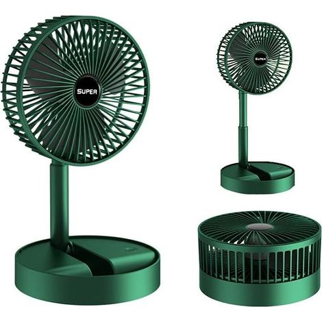 Tragbarer, faltbarer Standventilator mit USB-Anschluss, 3 Geschwindigkeitsstufen und 2000-mAh-Akku für Zuhause, Camping, Outdoor-Aktivitäten und Büro, 16,5 cm (6,5 Zoll) (1/5)