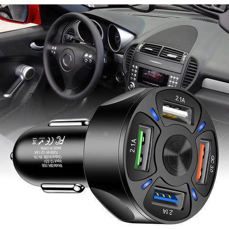 Chargeur USB Voiture QC3.0 4 Ports Rapide Protection Surchauffe Adaptateur Allume-Cigare Multiprise (1/5)