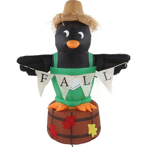 Aufblasbare Pinguin-Vogelscheuche, Erntedankfest-Dekoration mit LED-Beleuchtung für den Bauernhof, 220–240 V EU-Stecker (1/5)