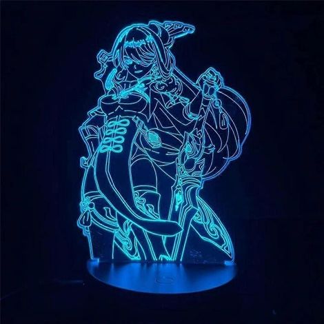 Beidou Genshin Impact Nachtlichtlampe, 3D-optische Illusion, für Kinderzimmer (Jungen und Mädchen), LED-Dekoration, Weihnachtsgeschenk, farbenfrohe Nachttischlampe. (1/5)