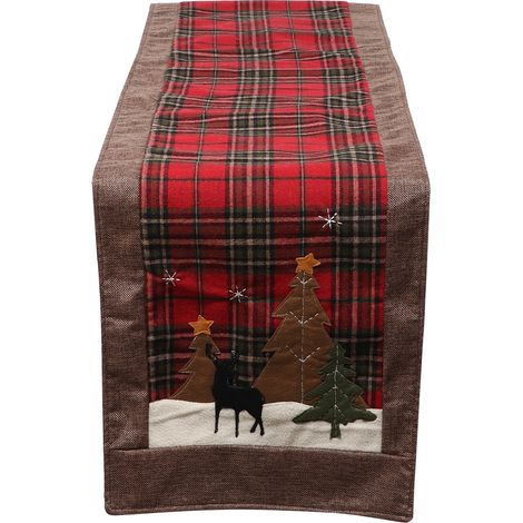 Weihnachtlicher Tischläufer mit Gittermuster, Ornamenttuch, Veranstaltungsort, Bankettdekoration (1/5)