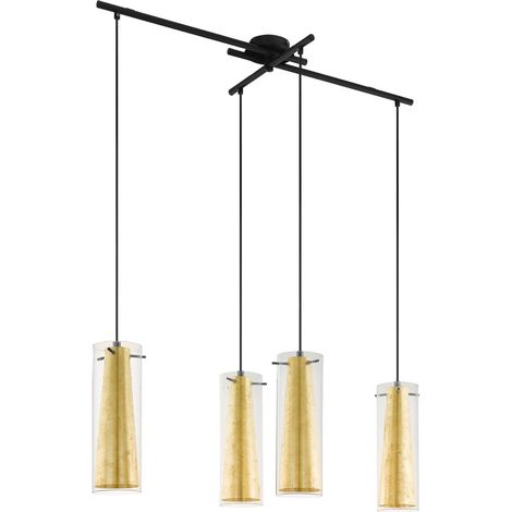 Lampadario A Sospensione Contemporaneo Pinto Gold Acciaio Nero Vetro 4 Luci E27 (1/5)