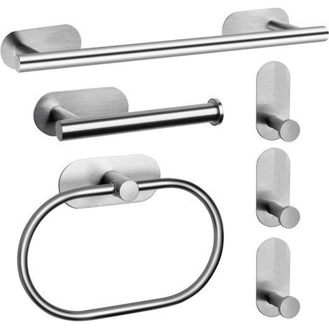 Stainless Steel Bathroom Towel Hooks by RisingFF (Set of 6) - Silver (1/2)