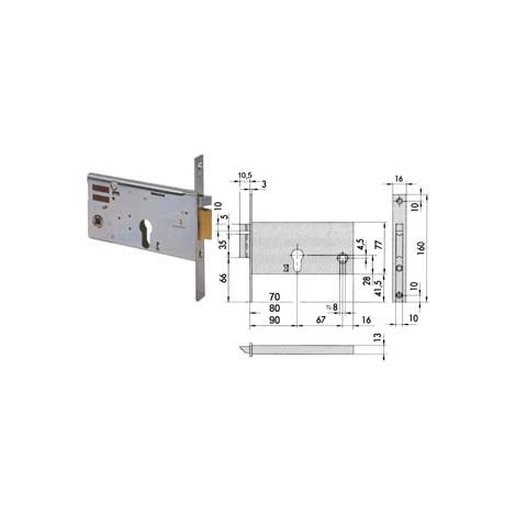 ELETTROSERRATURA DA INFILARE PER FASCE MM.77 H 1435  mm.80 (14350800) frontale mm.16    CISA