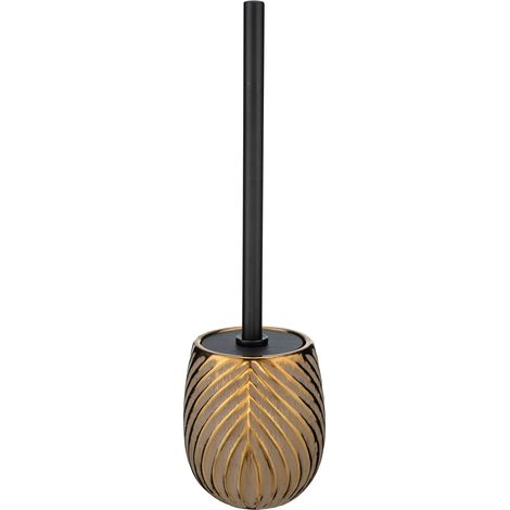 Wenko – Brosse WC en céramique noire chic moderne – Dimensions Ø 10 cm x 39 cm – Récipient fermé pour hygiène et discrétion (1/4)