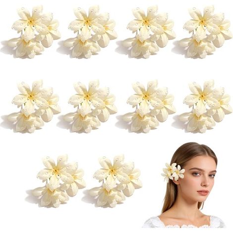 Paquete de 10 lirios artificiales，Flores artificiales，lirios realistas de tres lóbulos en forma de gota de rocío，Ideales para bodas (1/5)