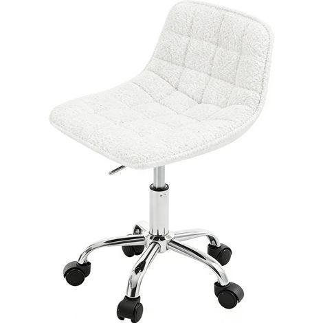 Weißer, höhenverstellbarer Dreh-Bürostuhl aus Chenille mit Rollen MODENUIT (1/4)