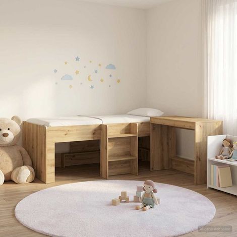Estructura de Cama con Escritorio 2 uds. Roble artisan (1/5)