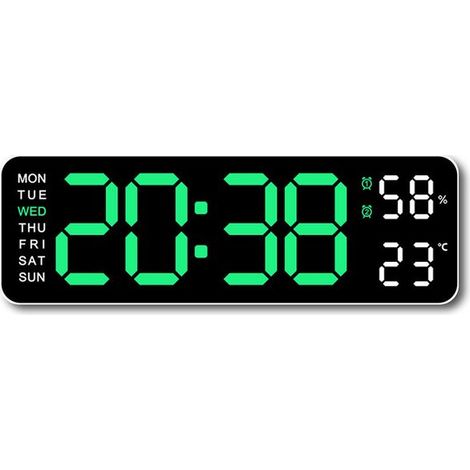 14. Reloj de pared digital con mando a distancia, LED de 33 cm, cuenta atrás/temporizador/temperatura/fecha, para salón/gimnasio. (1/5)