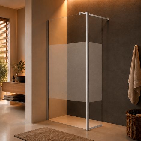 Paroi de douche Fixe 80 cm + Volet Mobile 40 cm - Sablée (1/5)