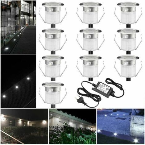 Lot de 10 mini spots LED encastrés Ø18mm – Acier inoxydable – IP67 étanche – Lumière blanche froide – Pour installation extérieure - DC12V (1/5)