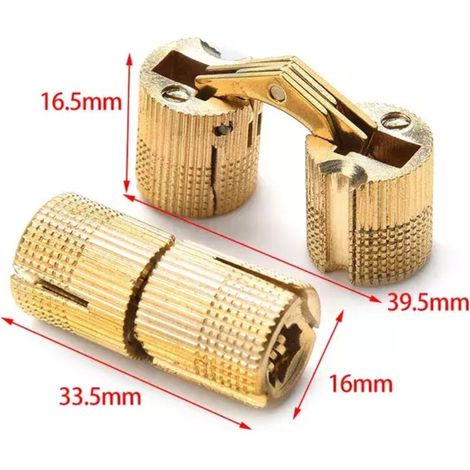 SABIR Charnières de meubles cylindriques en laiton et cuivre de 16 mm, invisibles et dissimulées, pour porte, pour coffrets cadeaux (1/4)