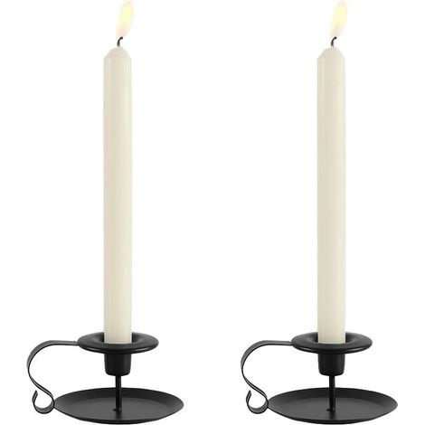 MINKUROW Set Di 2 Portacandele Vintage Decorazione Con Manico, Portacandele In Ferro 11x6 Cm, Regalo Per Tichdeko Natale Halloween Matrimonio Bagno Cucina Balcone Decorazione, Nero (1/5)