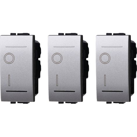 gloca Set 3 Interruttori 2P 16A Compatibili Living (Grigio) (1/4)