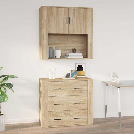 vidaXL Wall Cabinet Sonoma Oak 80x33x80 cm Engineered Wood (1/5)
