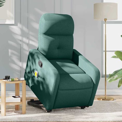Massagesessel mit Aufstehhilfe Dunkelgrün Stoff vidaXL (1/5)