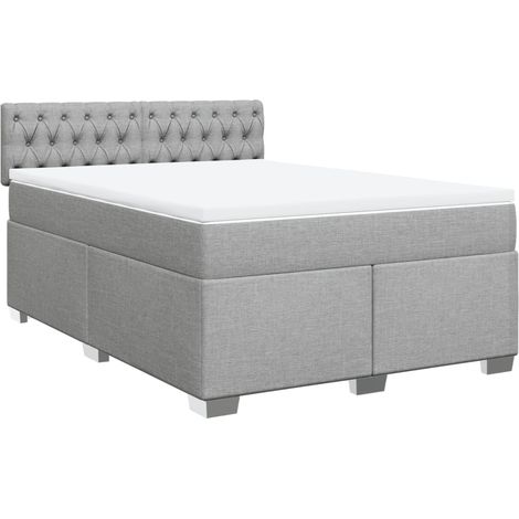 Maison Exclusive - Cama box spring con colchón tela gris claro 14 (1/5)