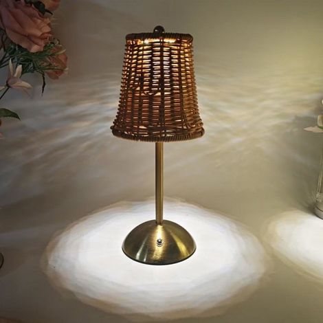 Lampe De Table - Rotin PC - LED Réglable 3 Températures Couleur - Rechargeable USB-C - 31 x 13,5 cm - 3 W - 12 H Autonomie (1/5)