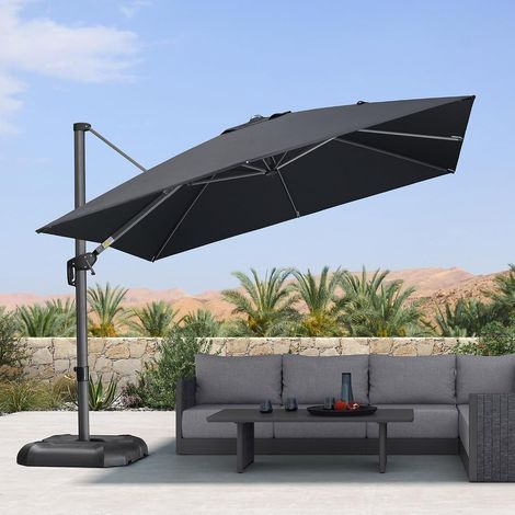 Parasol de Jardin Extérieur 3 x 3 m Noir Toile Anti-UV 240 g/m² (1/5)