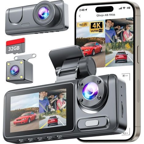 1080p Dashcam Voiture Avant Arrière, Camera Voiture avec Carte SD 32G, Grand Angle 170° Dashcam avec G-Capteur, Vision Nocturne, Mode Stationnement (1/4)