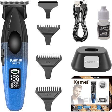 1669 Tondeuse à barbe pour homme Sans Fil, Écran LED, Lame en T DLC (1/5)