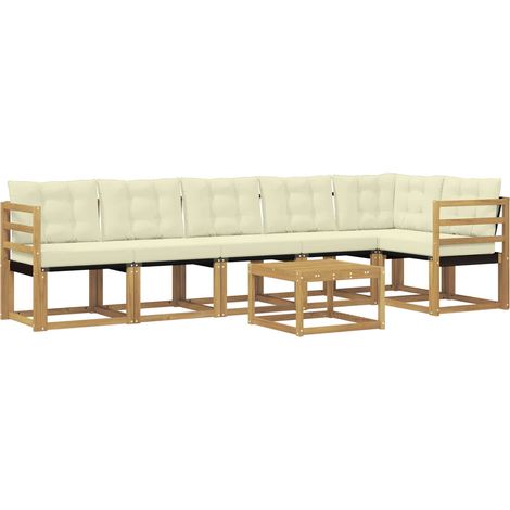 Outdoor Sofa Set with Cushion 7 pcs White and Cream vidaXL (1/5)