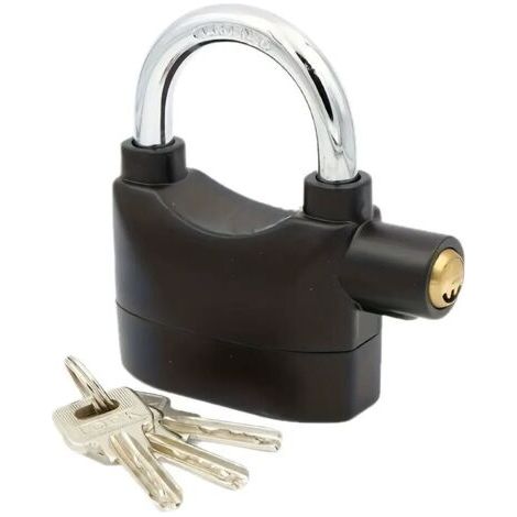 Cadenas d'alarme avec sirène, sécurité, vélo, moto, cadenas noir (1/5)