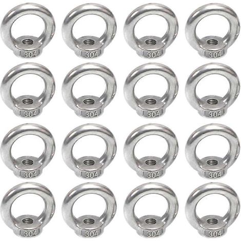 Boulon à œillet à vis, 16 pièces, M5, écrou à anneau femelle, écrou à anneau femelle en acier inoxydable, écrou fileté femelle annulaire, quincaillerie de connexion de câble (1/5)