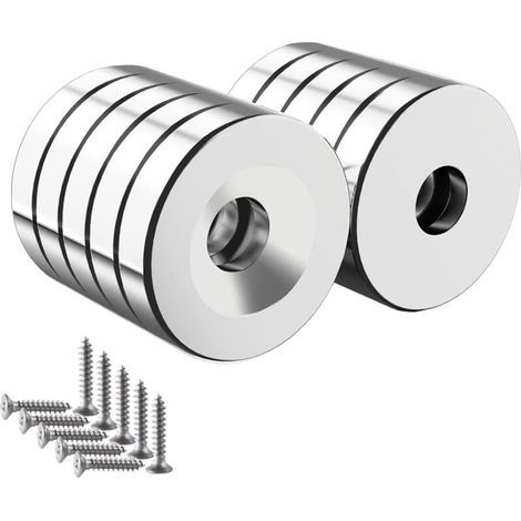 10 Stück Schraubmagnet, 20 x 4 mm, runder gebohrter Magnet N52, starke Magnete, 8 kg, Magnetlöcher für magnetische Tafel, Küche, Heimwerkerwerkzeuge (1/4)