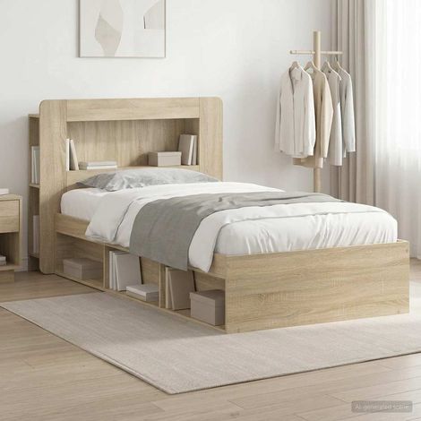 vidaXL Estructura de cama con almacenamiento Roble Sonoma 90 x 190 cm (1/5)